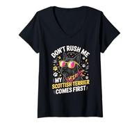 Femme Don't Rush Me My Scottish Terrier Comes First T-Shirt avec Col en V