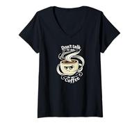 Femme Don't Talk to Me Or My Coffee Grumpy Morning Humor T-Shirt avec Col en V