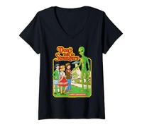 Femme Don't Talk to Strangers Alien UFO Retro Funny Adult Humor T-Shirt avec Col en V