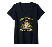 Femme Don't Tread on My Vote Patriotic Snake Vote Droits de Vote T-Shirt avec Col en V