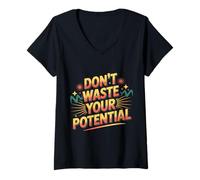 Femme Don't Waste Your Potential Rappel inspirant - T-Shirt avec Col en V