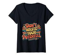 Femme Don't Waste Your Potential Rappel inspirant - T-Shirt avec Col en V