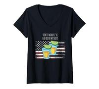 Femme Don't Worry I've Had Both My Shots Drapeau américain 4 Juillet T-Shirt avec Col en V