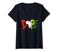 Femme Dope Africa Map Pan African Colors Juneteenth T-Shirt avec Col en V