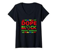 Femme Dope Black Post Worker Proud Black Mailman Job Pride T-Shirt avec Col en V