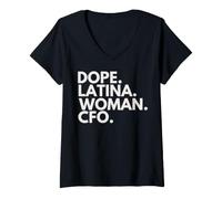 Femme Dope Latina Woman CFO Latin Heritage Hispanic Pride T-Shirt avec Col en V
