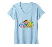 Femme Dora The Explorer Classic Logo with Boots and Swiper T-Shirt avec Col en V
