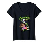 Femme Dora The Explorer Dora and Boots Adventure Awaits T-Shirt avec Col en V