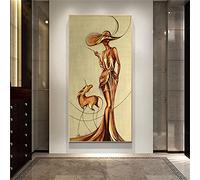 Femme dorée Diamond Painting Grand Format Broderie Diamant Painting,5D Peinture Diamant Tableau Perle Point de Croix Kit Complet Strass DIY Adultes Enfants Femme Cadeau,Maison Décor,40x80cm（16x32in)