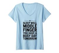 Femme Dormez Bien Votre Majeur, Vous Avez Une journée Bien remplie Demain T-Shirt avec Col en V