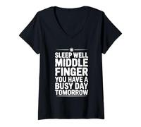 Femme Dormez Bien Votre Majeur, Vous Avez Une journée Bien remplie Demain T-Shirt avec Col en V