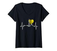 Femme Dortmund Skyline Heartbeat Allemagne I Love Ruhrpott T-Shirt avec Col en V