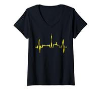 Femme Dortmund Skyline Heartbeat Allemagne I Love Ruhrpott T-Shirt avec Col en V