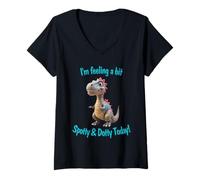 Femme Dot Day Dino Je me Sens Un Peu tachetée Aujourd'hui T-Shirt avec Col en V