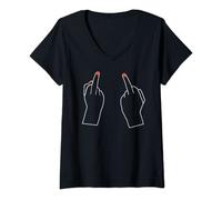 Femme Double Fuck T-Shirt avec Col en V