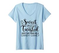 Femme Douce mais tordue, est-ce Que ça Fait de Moi Une Blague Amusante sur la Canne à Sucre T-Shirt avec Col en V
