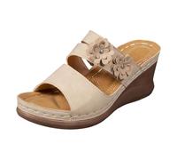 Femme Douces Pantoufles Chaussons décontractés pour Femmes à Bout Ouvert et Talon en Plateforme Confort Estival idéal pour Le Quotidien et Les Tenues de Loisirs Design Slip-on épuré (Beige, 40)