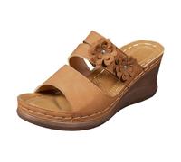 Femme Douces Pantoufles Chaussons décontractés pour Femmes à Bout Ouvert et Talon en Plateforme Confort Estival idéal pour Le Quotidien et Les Tenues de Loisirs Design Slip-on épuré (Yellow, 40)