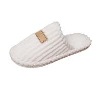Femme Douces Pantoufles Chaussons féminins douillets et élégants à Rayures pour l’ intérieur Confort Thermique Optimal et Design raffiné pour Maison après-midi cocooning (White, 37)