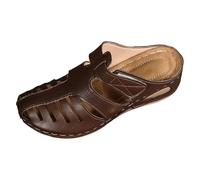 Femme Douces Pantoufles Chaussons féminins élégants à Bout Ouvert avec Talon compensé pour Une détente Estivale Facile à Enfiler et Parfaits pour Le Quotidien et Les Vacances (Brown1, 41)