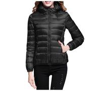 Femme Doudoune Légère Hiver Veste 2024 Capuche Pliable Fine Ultra Light Grande Taille Blousons PU ffer Jacket Duvet Plume Oversize Sweatshirt à Capuche de Randonnée Jogging 2024 (Black-c, XXXXL)