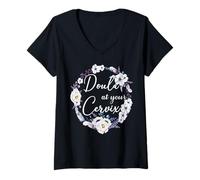 Femme Doula at Your Cervix Floral Midwive Cadeau de Naissance et Accouchement T-Shirt avec Col en V