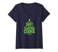 Femme Doux comme Un Biscuit de Noël T-Shirt avec Col en V