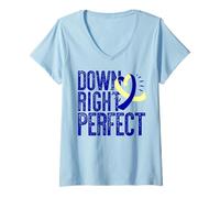 Femme Down Right Perfect Ruban de la trisomie 21 Meme T-Shirt avec Col en V