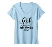 Femme Doxologie Louez Dieu d'où Toutes Les bénédictions coulent T-Shirt avec Col en V