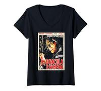 Femme Dracula Il Vampiro Affiche du Film Italien Christopher Lee T-Shirt avec Col en V