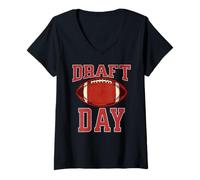 Femme Draft Day | Fantasy Football Party Saison Vintage T-Shirt avec Col en V