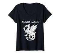 Femme Dragon Anglo-Saxon : Histoire Britannique Britannique T-Shirt avec Col en V