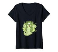 Femme Dragon Bacon à l'allure drôle d'animal T-Shirt avec Col en V