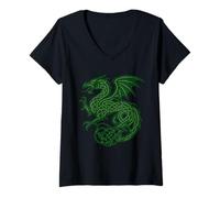 Femme Dragon Celtique épique - Noeud Celtique T-Shirt avec Col en V