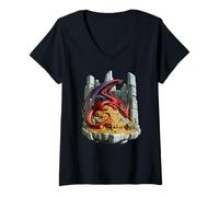Femme Dragon endormi - Menteur de Salle au trésor T-Shirt avec Col en V