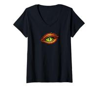 Femme Dragon Eye - L'emblème Original du Dragon de feu T-Shirt avec Col en V
