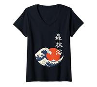 Femme Dragon Japonais Anime Asiatique T-Shirt avec Col en V