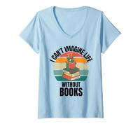Femme Dragon mignon rétro I Can't Imagine Life Without Books T-Shirt avec Col en V