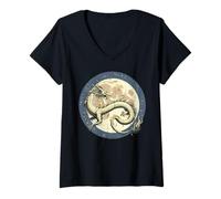 Femme Dragon Moon Fantasy Legendary Mystical Night Femmes Hommes Enfants T-Shirt avec Col en V