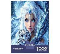Femme Dragon Neige 1000 Pièces Puzzle Classique Lien Mystique avec Les bêtes Puzzle Adultes Carton Épais - Ados 12-18 Ans, Logique, pour Les Amateurs De Puzzles 38x26cm/1000pcs
