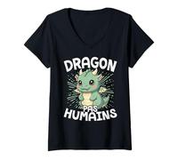 Femme Dragon Supérieur Aux Humains Mignon Et Geek pour FA T-Shirt avec Col en V