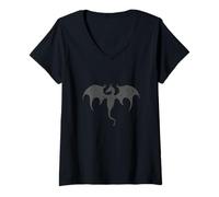Femme Dragon Symbole Fable Créature Ailes de Conte de fées T-Shirt avec Col en V