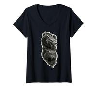 Femme Dragon & Tigre - Forces d'équilibre Chinoises T-Shirt avec Col en V
