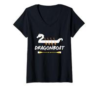Femme Dragonboat Elements Dragon Boat Racing Dragon Boat Festival T-Shirt avec Col en V