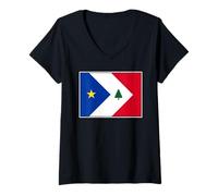 Femme Drapeau acadien de la Nouvelle-Angleterre T-Shirt avec Col en V