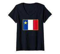 Femme Drapeau acadien des Acadiens T-Shirt avec Col en V