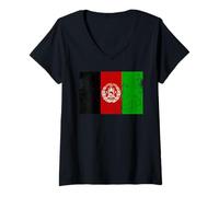 Femme Drapeau Afghanistan Graphique pour Hommes, Femmes, Enfants T-Shirt avec Col en V