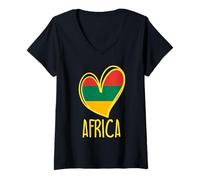 Femme Drapeau africain patriotique Tanzanie Namibie Kenya enfants africains T-Shirt avec Col en V