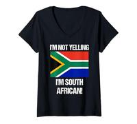 Femme Drapeau Afrique du Sud I'm Not Yelling T-Shirt avec Col en V
