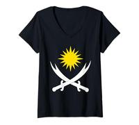 Femme Drapeau alaouite, Syrie, Lattaquié, Tartous, Nord-Ouest de la Syrie. T-Shirt avec Col en V